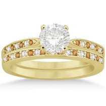 Citrine & Diamond Engagement Ring Set 14k Yellow Gold (0.55ct)