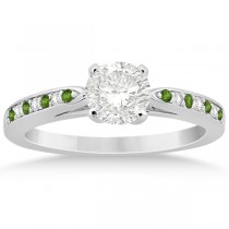 Peridot & Diamond Engagement Ring Platinum 0.26ct