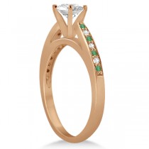 Diamond and Emerald Engagement Ring Set 18k Rose Gold (0.47ct)