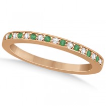 Diamond and Emerald Engagement Ring Set 18k Rose Gold (0.47ct)