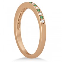 Diamond and Emerald Engagement Ring Set 18k Rose Gold (0.47ct)