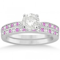 Pink Sapphire & Diamond Engagement Ring Set Platinum (0.55ct)