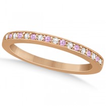 Pave-Set Pink Sapphire & Diamond Wedding Band 14k Rose Gold (0.29ct)