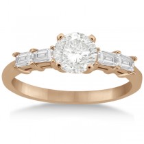 Baguette Diamond Engagement Ring & Wedding Band 18K Rose Gold (0.90ct)