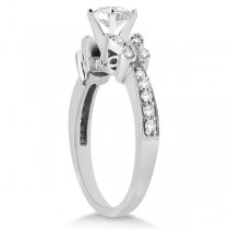 Round Diamond Butterfly Design Bridal Ring Set 18k White Gold (1.70ct)