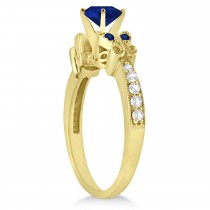 Butterfly Blue Sapphire & Diamond Bridal Set 18K Yellow Gold 1.10ct