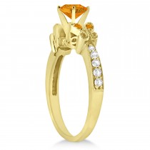 Butterfly Genuine Citrine & Diamond Bridal Set 18K Yellow Gold 1.50ct
