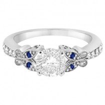 Butterfly Diamond & Sapphire Engagement Ring Platinum (0.20ct)