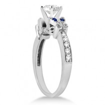 Butterfly Diamond & Blue Sapphire Bridal Set Platinum (0.42ct)