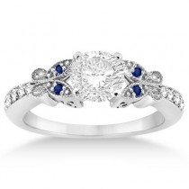 Butterfly Diamond & Blue Sapphire Bridal Set Platinum (0.42ct)