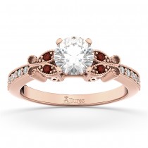 Butterfly Diamond & Garnet Engagement Ring 18k Rose Gold (0.20ct)