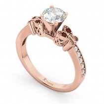 Butterfly Diamond & Garnet Engagement Ring 18k Rose Gold (0.20ct)