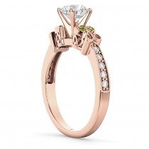 Butterfly Diamond & Peridot Engagement Ring 14k Rose Gold (0.20ct)