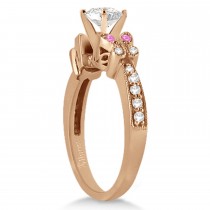Butterfly Diamond & Pink Sapphire Engagement Ring 18k Rose Gold (0.20ct)