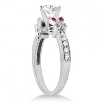 Butterfly Diamond & Ruby Engagement Ring Palladium (0.20ct)