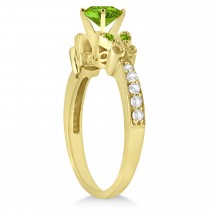 Butterfly Genuine Peridot & Diamond Bridal Set 14k Yellow Gold 1.33ctw