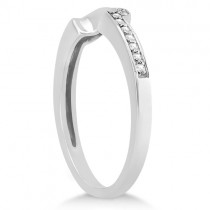 Contour Diamond Wedding Band Ribbon Ring 14k White Gold (0.15ct)
