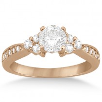 Floral Diamond Engagement Ring & Wedding Band 14k Rose Gold (0.56ct)
