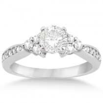 Floral Diamond Engagement Ring & Wedding Band Platinum (0.56ct)