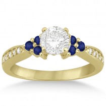 Floral Diamond and Sapphire Engagement Set 18k Yellow Gold (0.60ct)