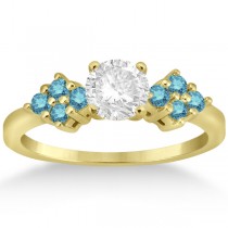 Blue Diamond Engagement Ring & Wedding Band 18k Yellow Gold (0.34ct)