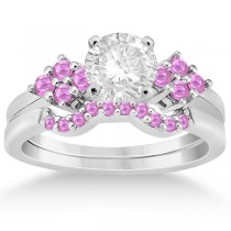 Pink Sapphire Engagement Ring & Wedding Band in Palladium (0.50ct)
