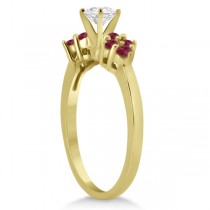 Ruby Floral Engagement Ring & Wedding Band 18k Yellow Gold (0.50ct)