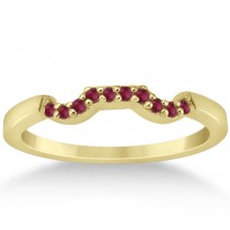 Ruby Floral Engagement Ring & Wedding Band 18k Yellow Gold (0.50ct)