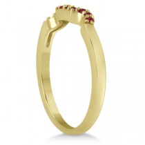 Ruby Floral Engagement Ring & Wedding Band 18k Yellow Gold (0.50ct)