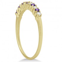 Petite Diamond & Amethyst Wedding Band 14k Yellow Gold (0.20ct)