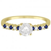 Petite Diamond & Sapphire Engagement Ring 14k Yellow Gold (0.15ct)