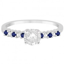 Petite Diamond & Sapphire Engagement Ring 18k White Gold (0.15ct)