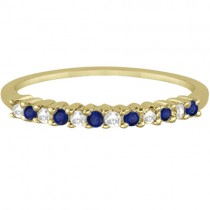 Petite Diamond & Sapphire Wedding Band 14k Yellow Gold (0.20ct)