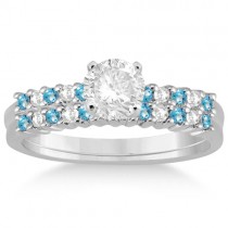 Petite Diamond & Blue Topaz Bridal Set Platinum (0.35ct)
