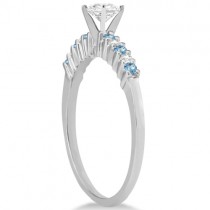 Petite Diamond & Blue Topaz Bridal Set Platinum (0.35ct)
