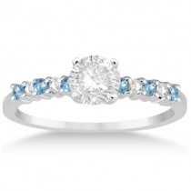 Petite Diamond & Blue Topaz Bridal Set Platinum (0.35ct)