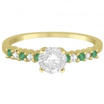 Petite Diamond & Emerald Engagement Ring 14k Yellow Gold (0.15ct)