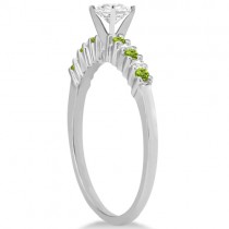 Petite Diamond & Peridot Engagement Ring Platinum (0.15ct)