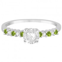 Petite Diamond & Peridot Engagement Ring Platinum (0.15ct)