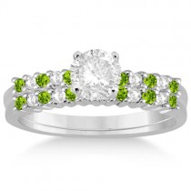 Petite Diamond & Peridot Bridal Set 14k White Gold (0.35ct)