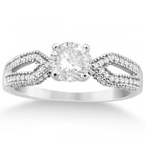 Split Shank Diamond Engagment Ring & Band 14k White Gold (0.36ct)