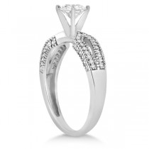 Split Shank Diamond Engagment Ring & Band 14k White Gold (0.36ct)