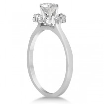 Floral Diamond Halo Engagement Ring Setting 18k White Gold (0.20ct)