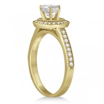 Vintage Diamond Halo Engagement Ring Setting 14K Yellow Gold (0.33ct)