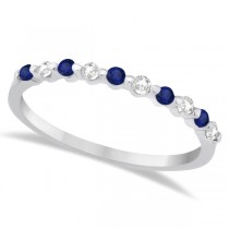 Diamond and Blue Sapphire Wedding Band Palladium (0.30ct)