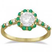 Diamond and Emerald Engagement Ring Bridal Set 14K Yellow Gold (0.94ct)