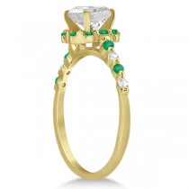Diamond and Emerald Engagement Ring Bridal Set 14K Yellow Gold (0.94ct)