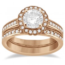 Modern Flower Halo Diamond Engagement Set 18k Rose Gold (0.50ct)