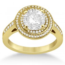 Double Halo Engagement Ring & Wedding Band 14k Yellow Gold (0.67ct)