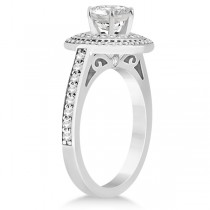Double Halo Engagement Ring & Band w/ Diamonds Palladium (0.67ct)